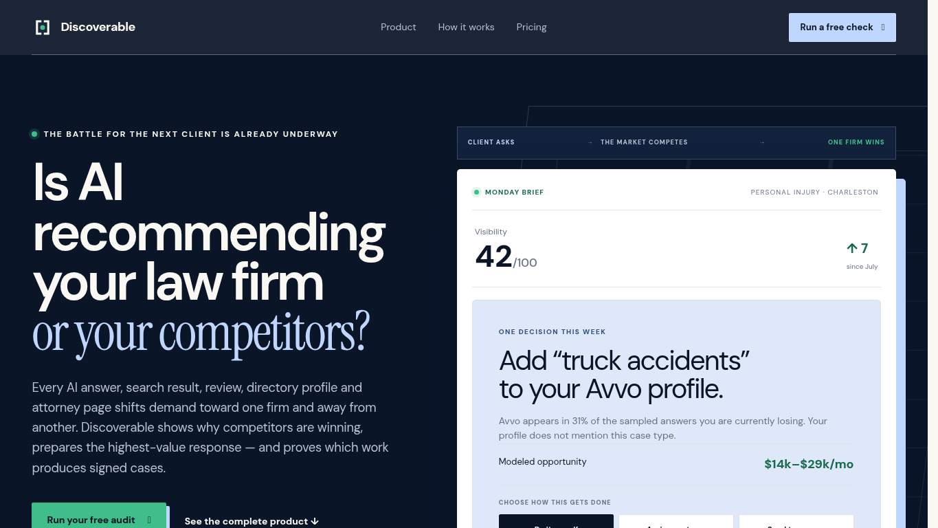 Screenshot of https://www.discoverable.law/ Screenshot of https://www.discoverable.law/