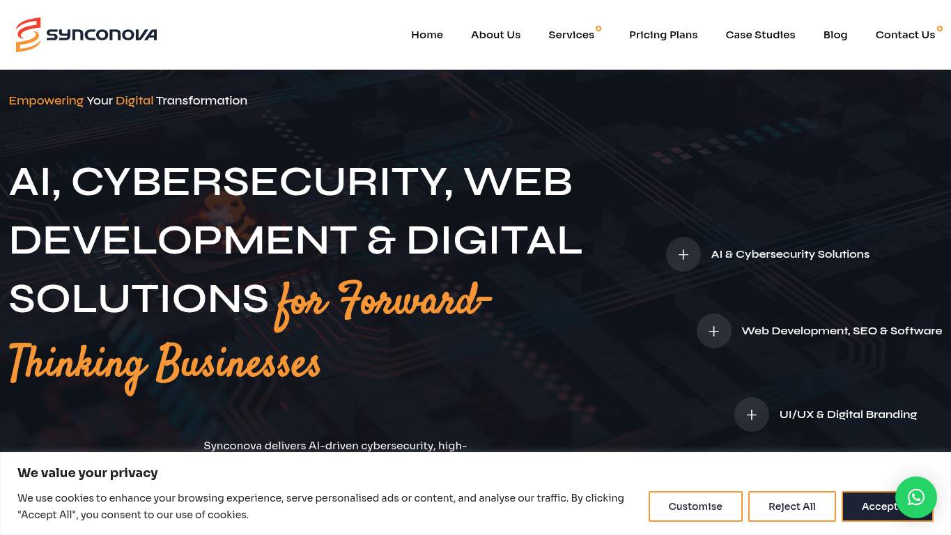 Screenshot of https://synconova.com/ Screenshot of https://synconova.com/