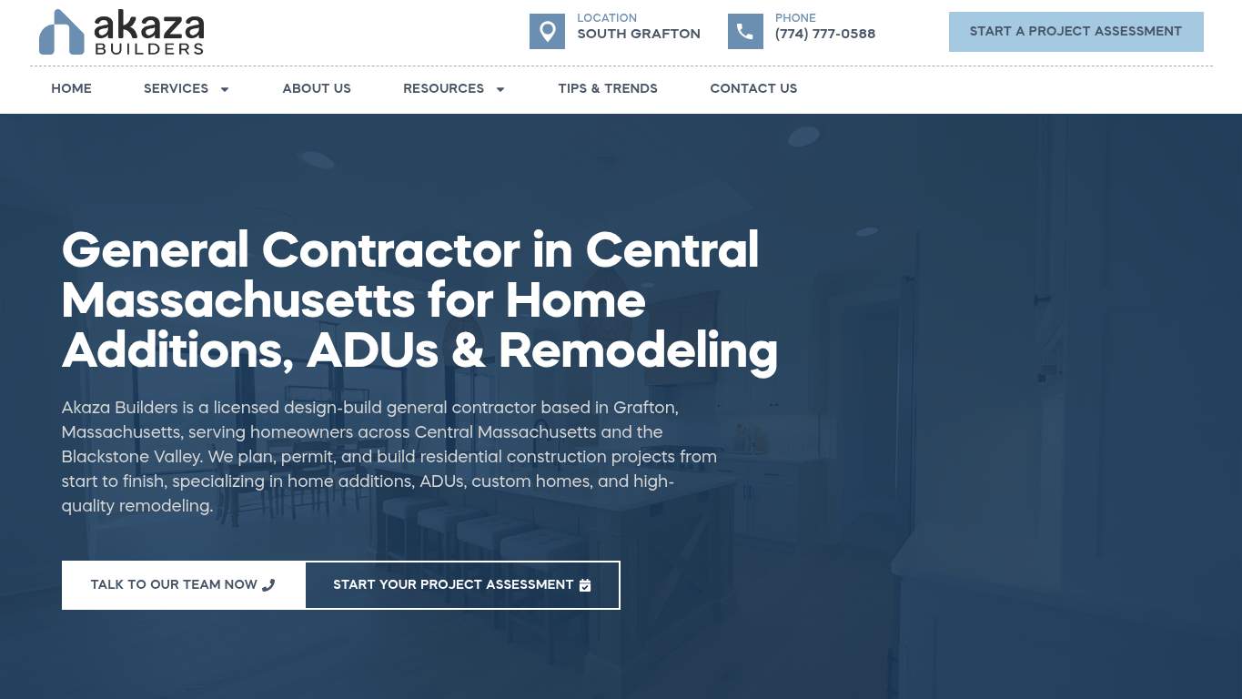 Screenshot of https://akazabuilders.com/ Screenshot of https://akazabuilders.com/