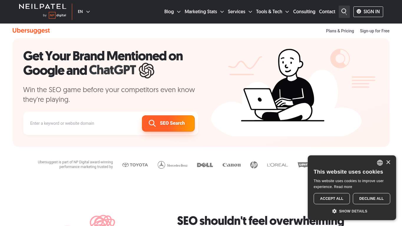 Screenshot of https://neilpatel.com/ubersuggest/ Screenshot of https://neilpatel.com/ubersuggest/
