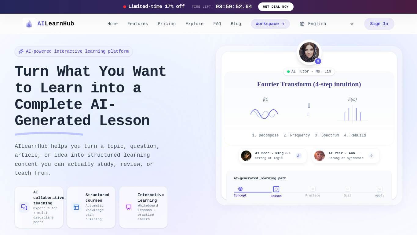 Screenshot of https://ailearnhub.net/ Screenshot of https://ailearnhub.net/