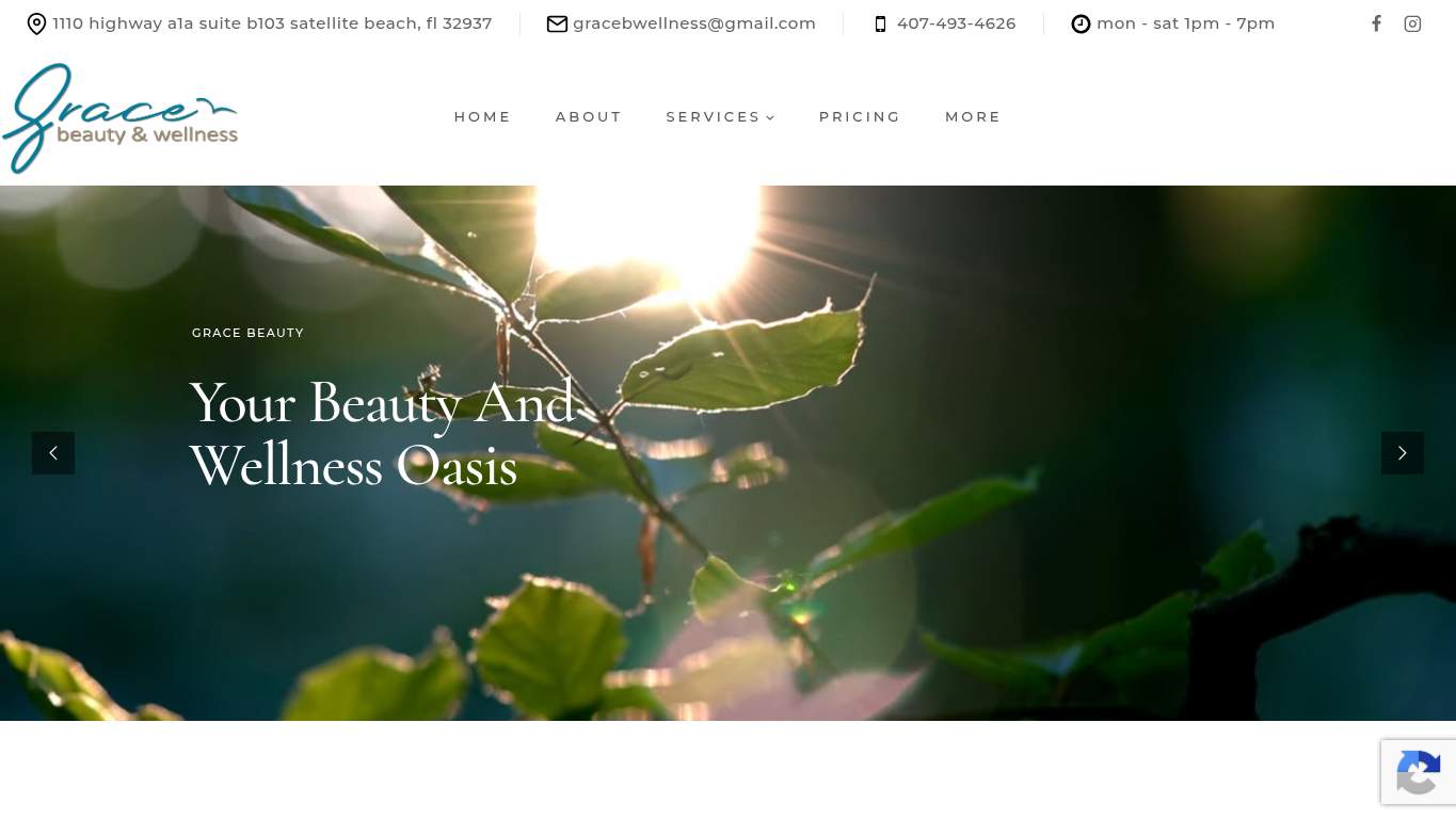 Screenshot of https://gracebeautyandwellness.com/ Screenshot of https://gracebeautyandwellness.com/