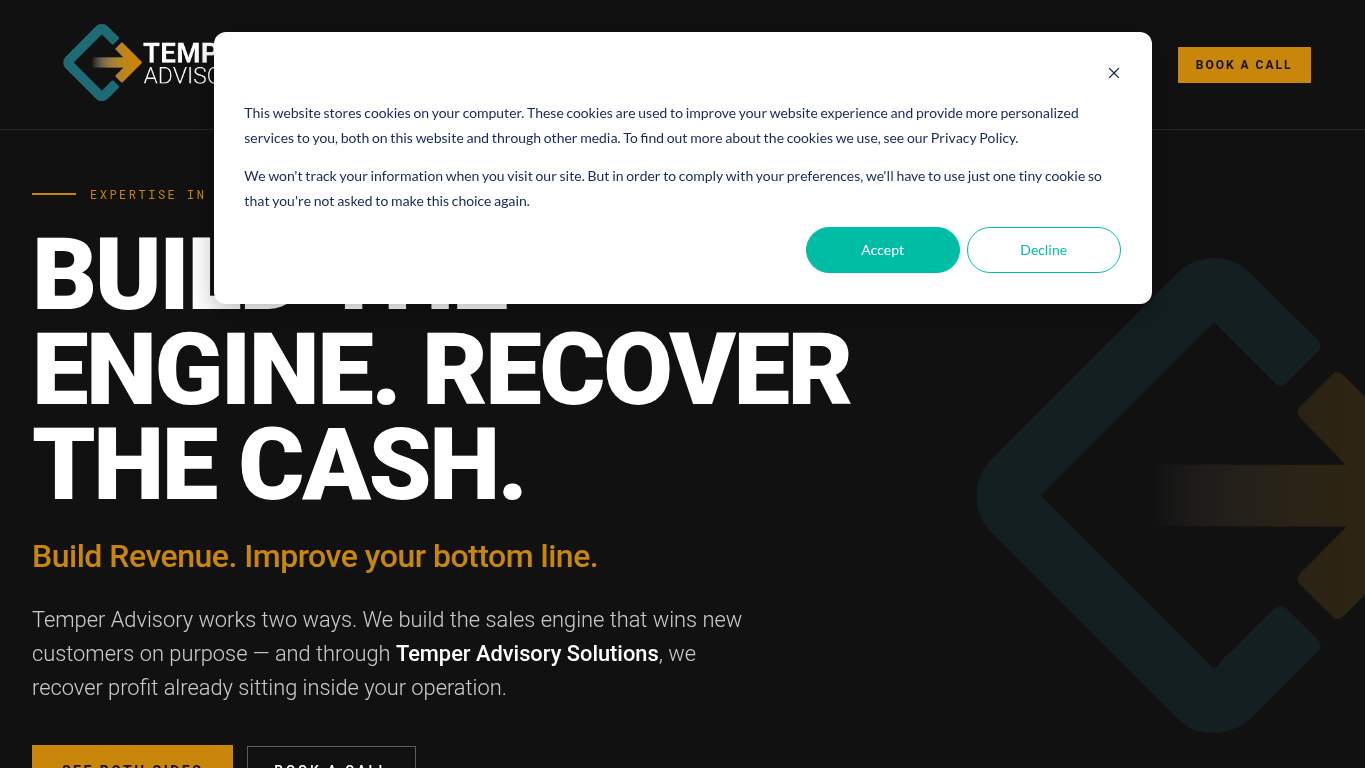 Screenshot of https://temperadvisory.com/ Screenshot of https://temperadvisory.com/