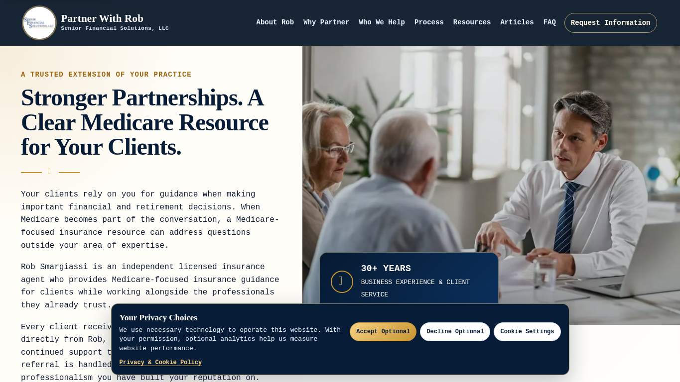 Screenshot of https://partnerwithrob.com/ Screenshot of https://partnerwithrob.com/