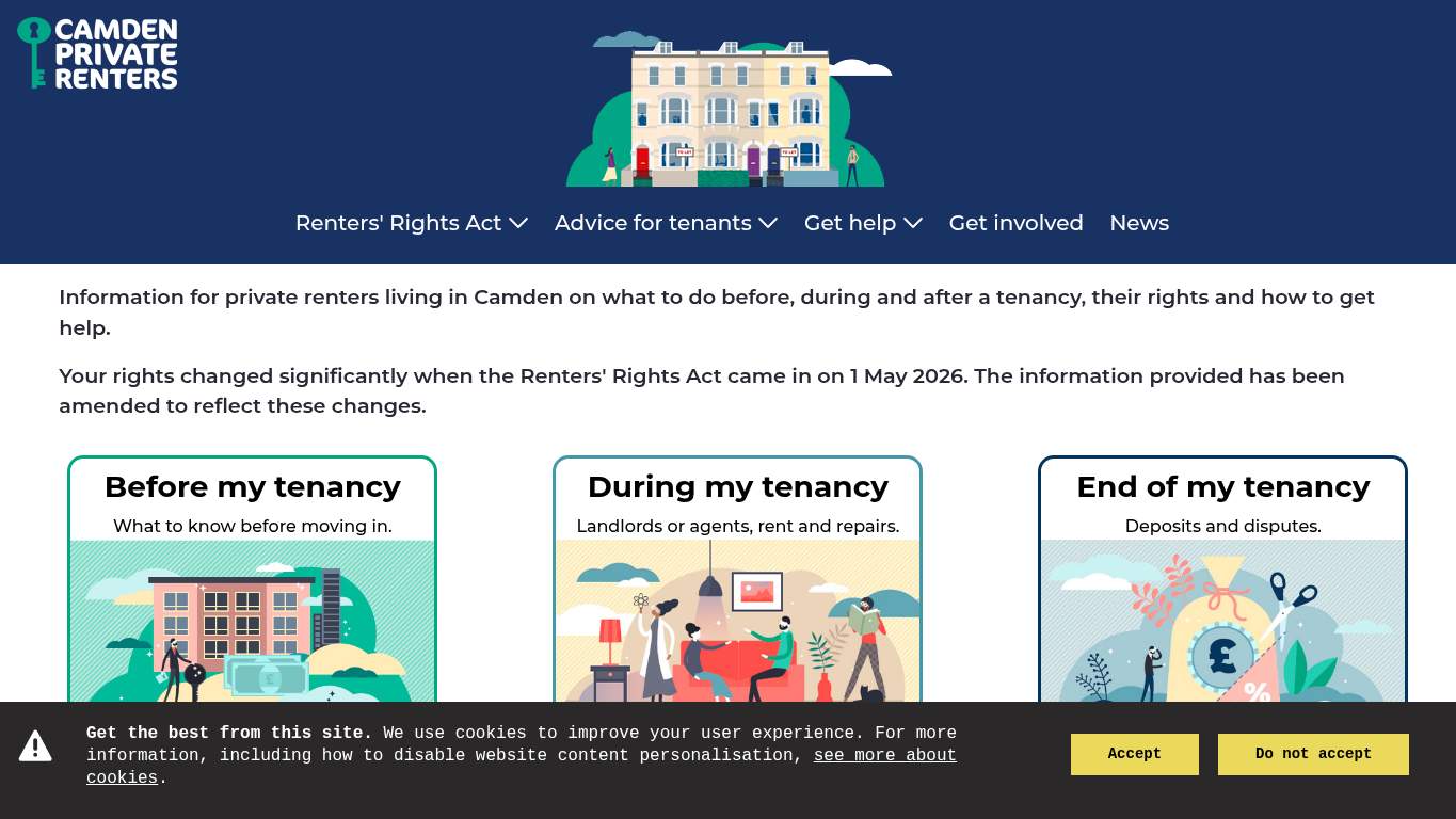 Screenshot of https://privaterenters.camden.gov.uk/ Screenshot of https://privaterenters.camden.gov.uk/