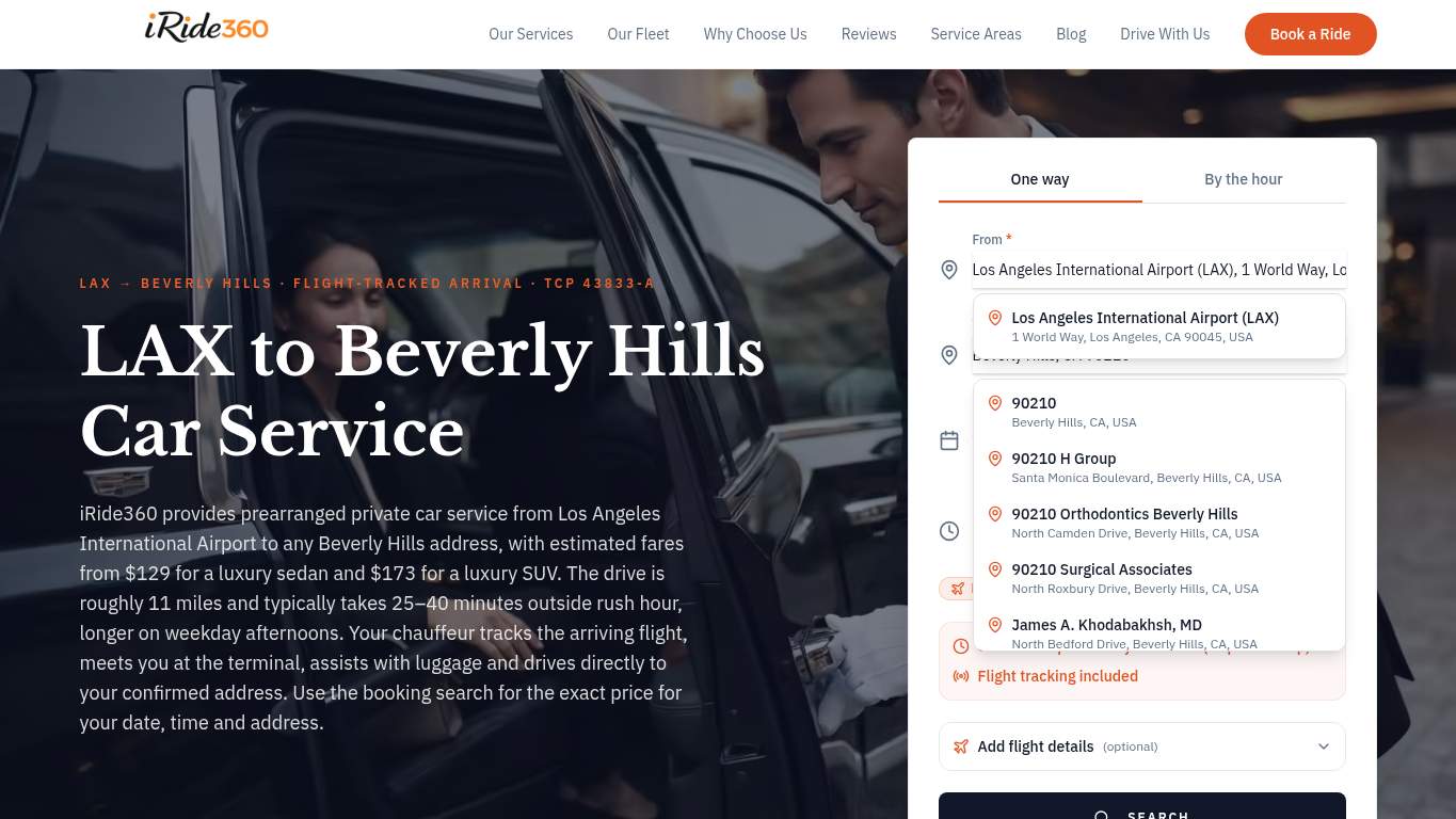 Screenshot of https://www.iride360.com/landing/lax-beverly-hills Screenshot of https://www.iride360.com/landing/lax-beverly-hills