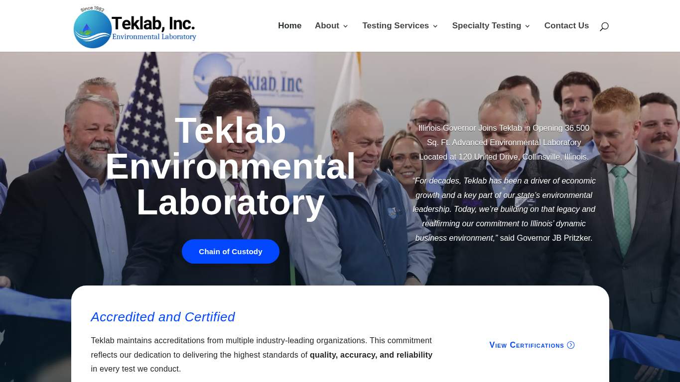 Screenshot of https://teklabinc.com/ Screenshot of https://teklabinc.com/