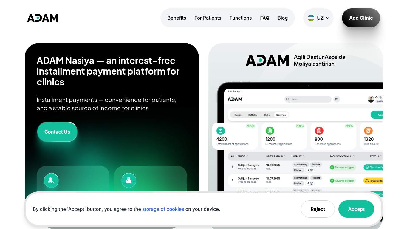 Screenshot of https://adam.uz/ Screenshot of https://adam.uz/