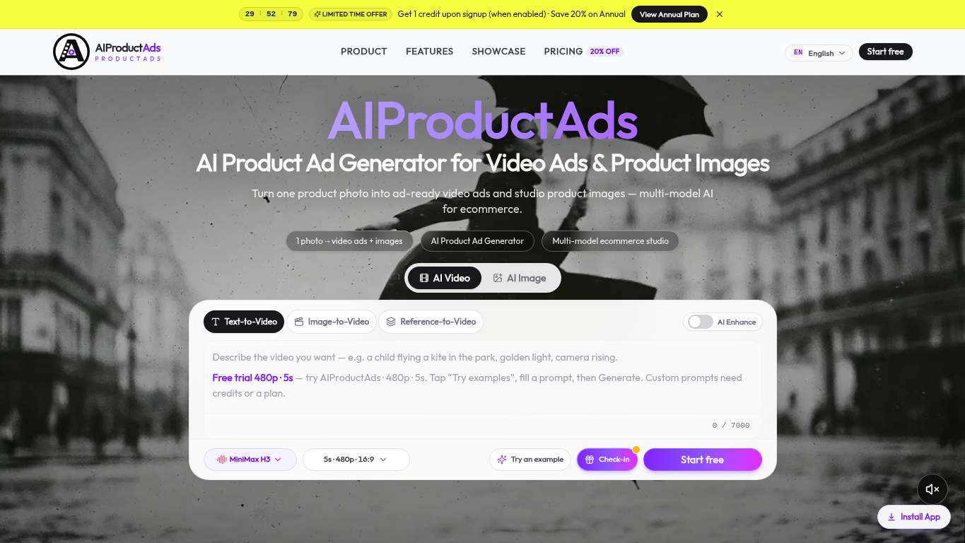 Screenshot of https://aiproductads.app/ Screenshot of https://aiproductads.app/