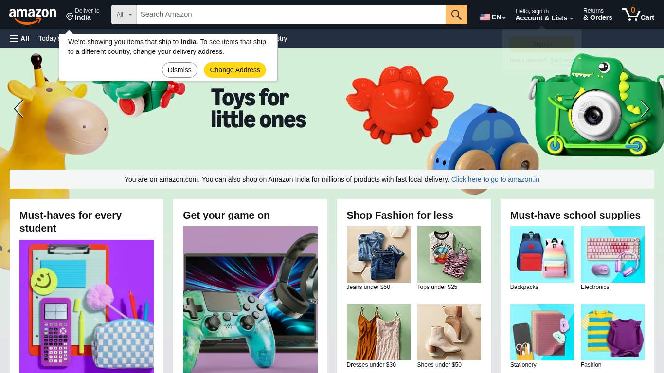 Screenshot of https://amazon.com/ Screenshot of https://amazon.com/