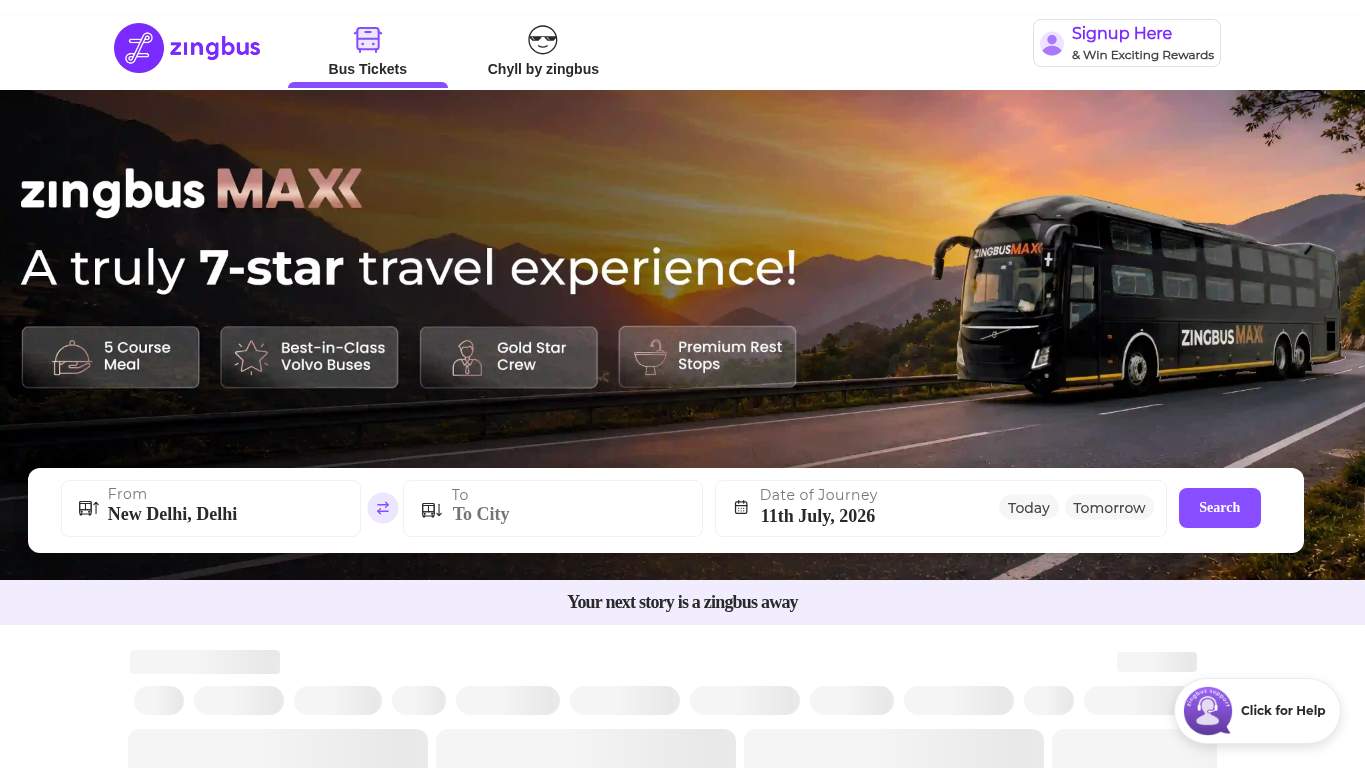 Screenshot of https://www.zingbus.com/ Screenshot of https://www.zingbus.com/