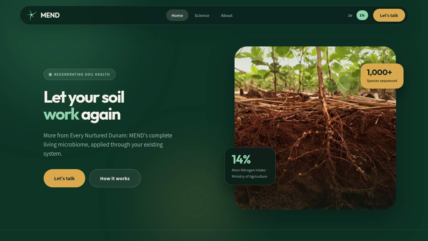 Screenshot of https://mend.ag/ Screenshot of https://mend.ag/