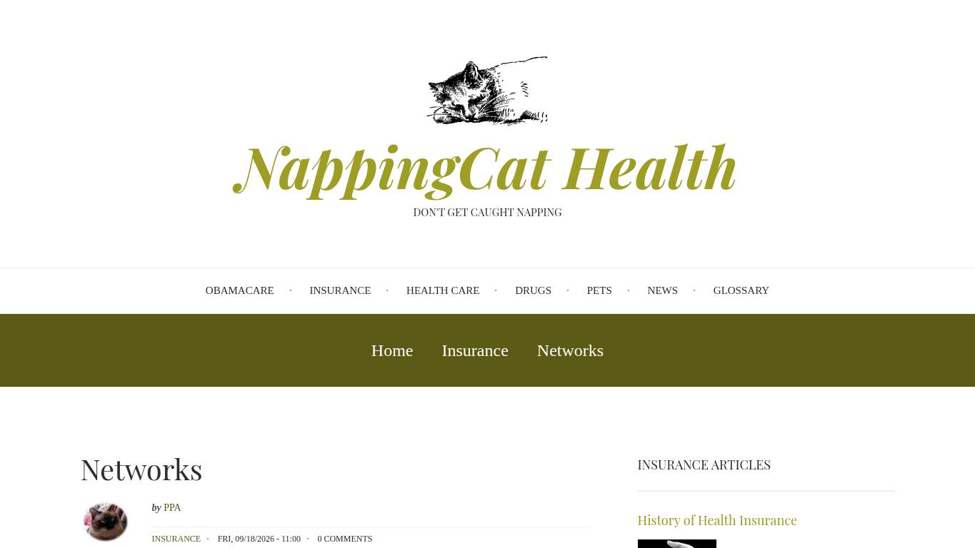 Screenshot of https://nappingcathealth.com/insurance/networks Screenshot of https://nappingcathealth.com/insurance/networks