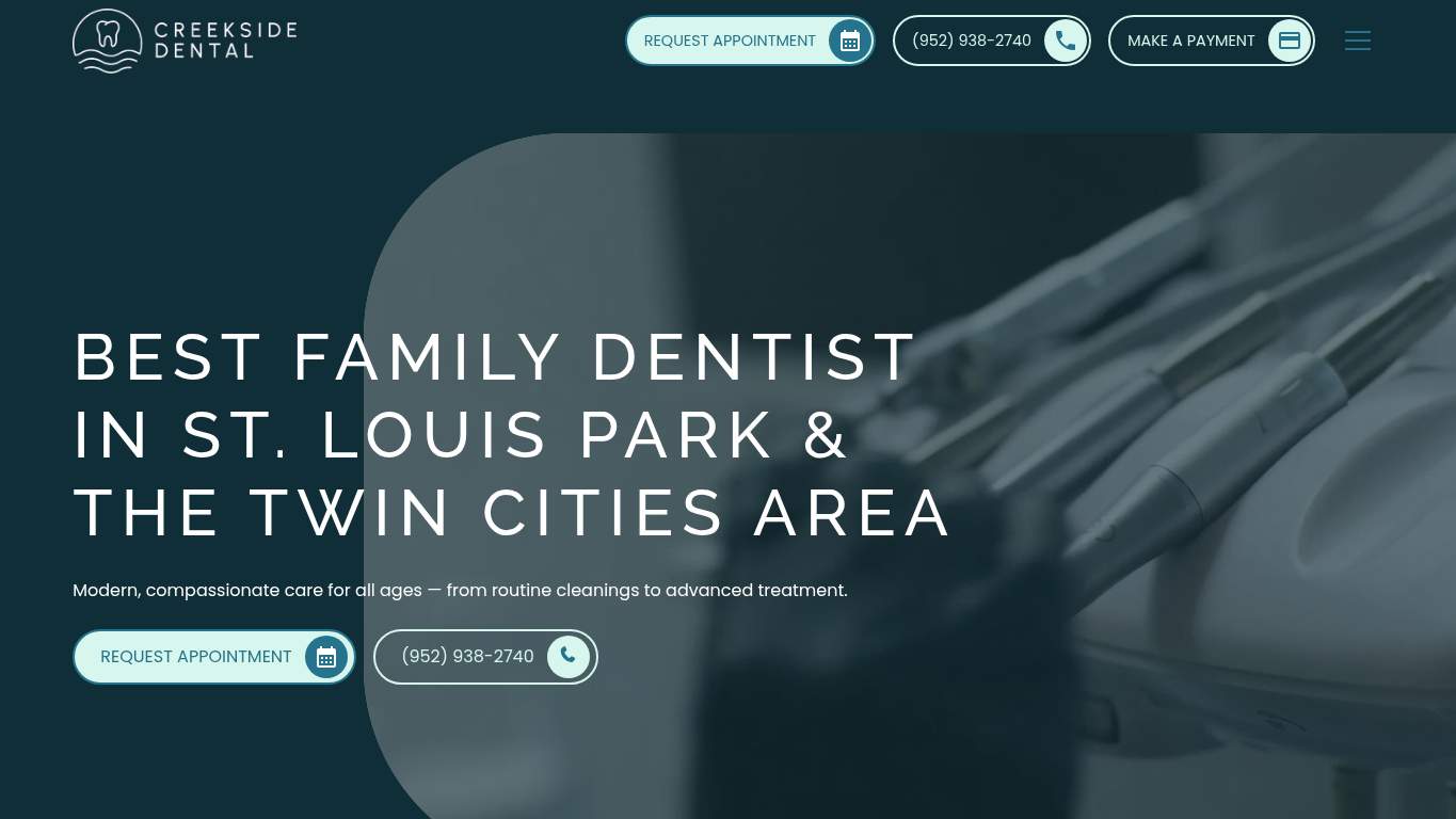 Screenshot of https://creeksidedentalmn.com/ Screenshot of https://creeksidedentalmn.com/