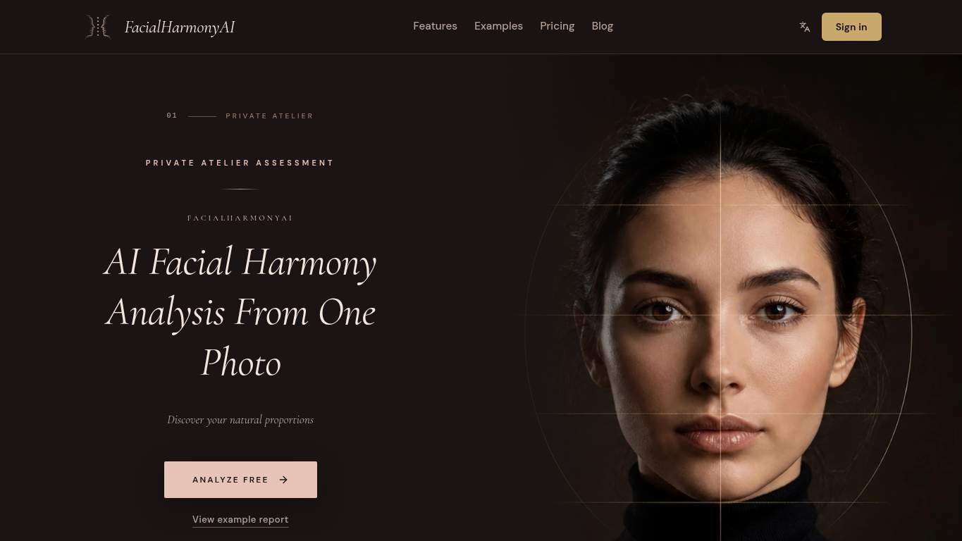 Screenshot of https://facialharmonyai.com/ Screenshot of https://facialharmonyai.com/