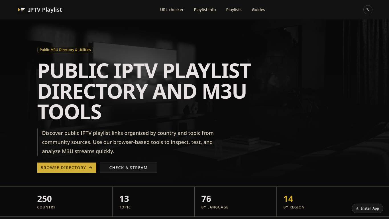 Screenshot of https://iptvplaylist.app/ Screenshot of https://iptvplaylist.app/