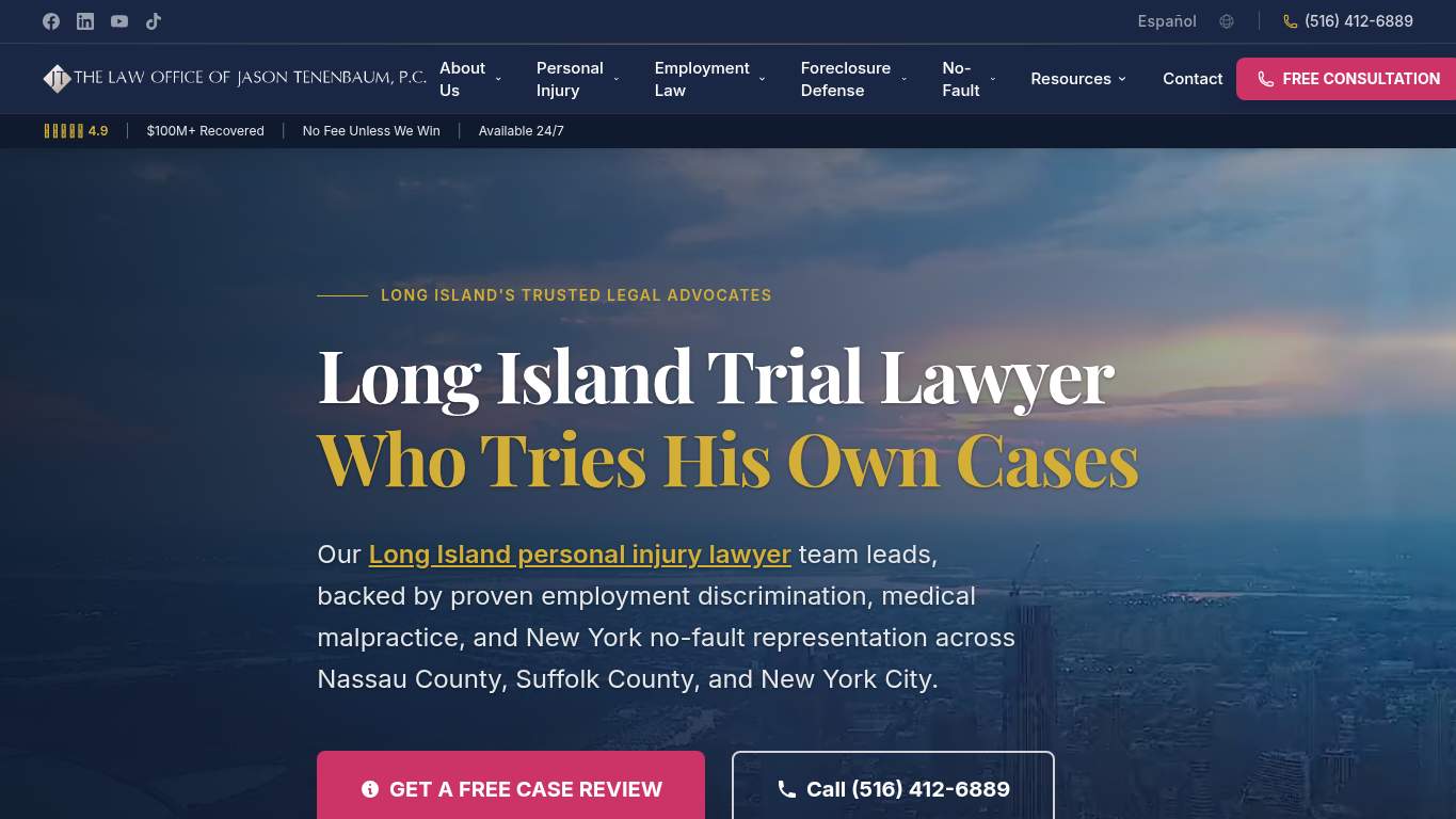 Screenshot of https://jtnylaw.com/ Screenshot of https://jtnylaw.com/