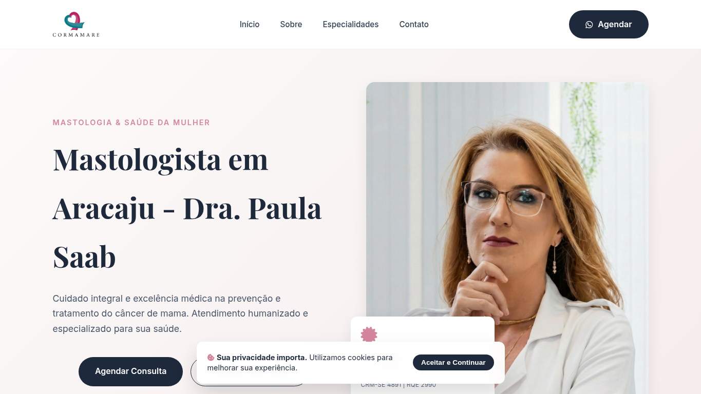 Screenshot of https://cormamaremastologia.com.br/ Screenshot of https://cormamaremastologia.com.br/