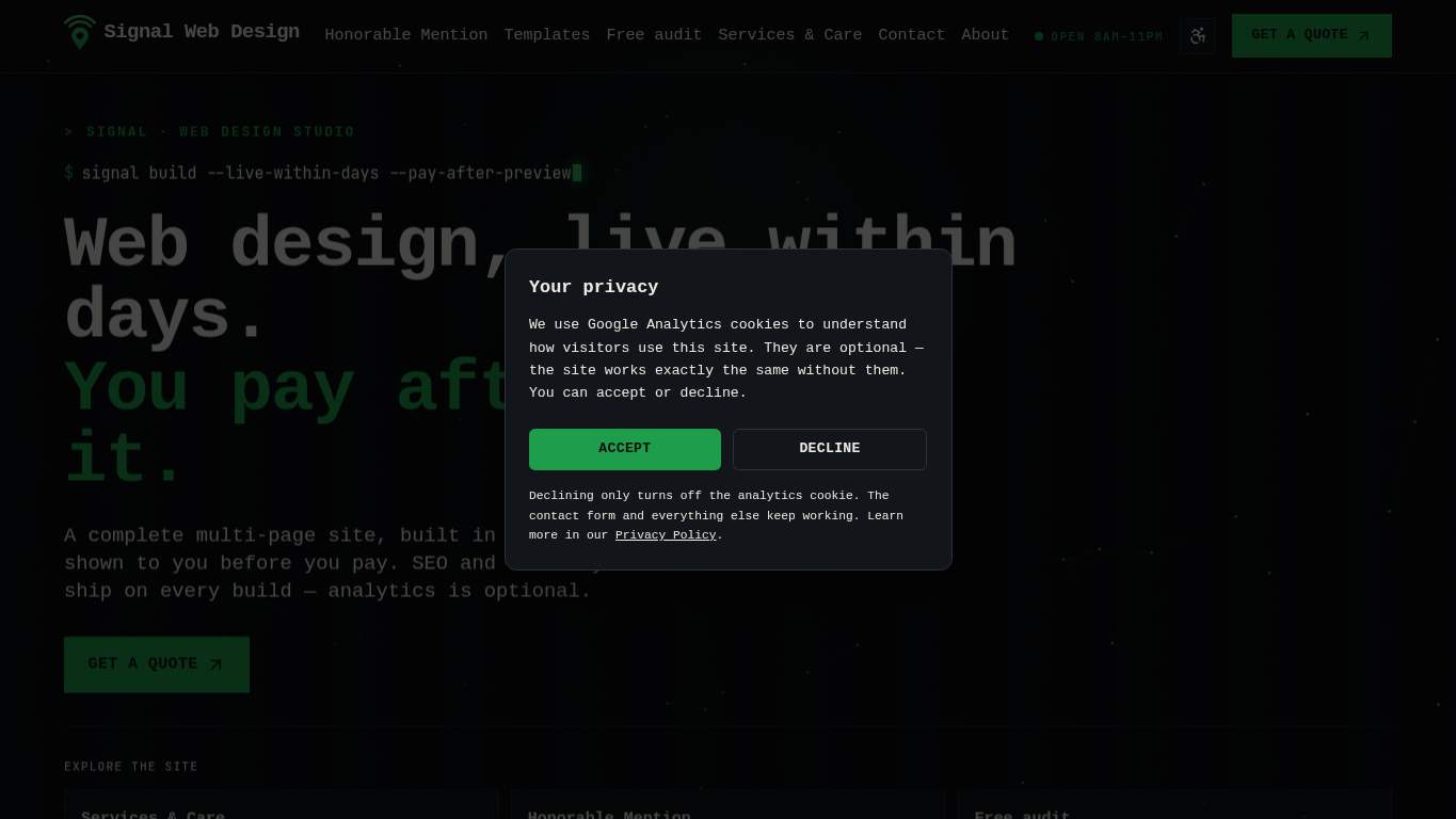Screenshot of https://signalwebdesign.com/ Screenshot of https://signalwebdesign.com/