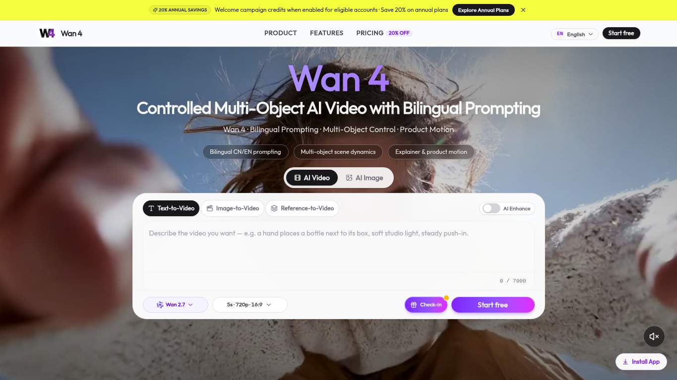Screenshot of https://wan4ai.app/ Screenshot of https://wan4ai.app/
