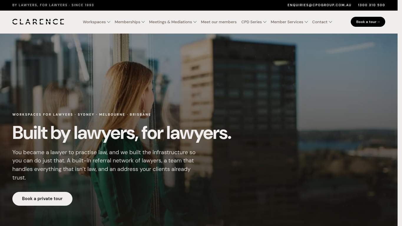 Screenshot of https://www.clarenceworkspaces.com.au/ Screenshot of https://www.clarenceworkspaces.com.au/