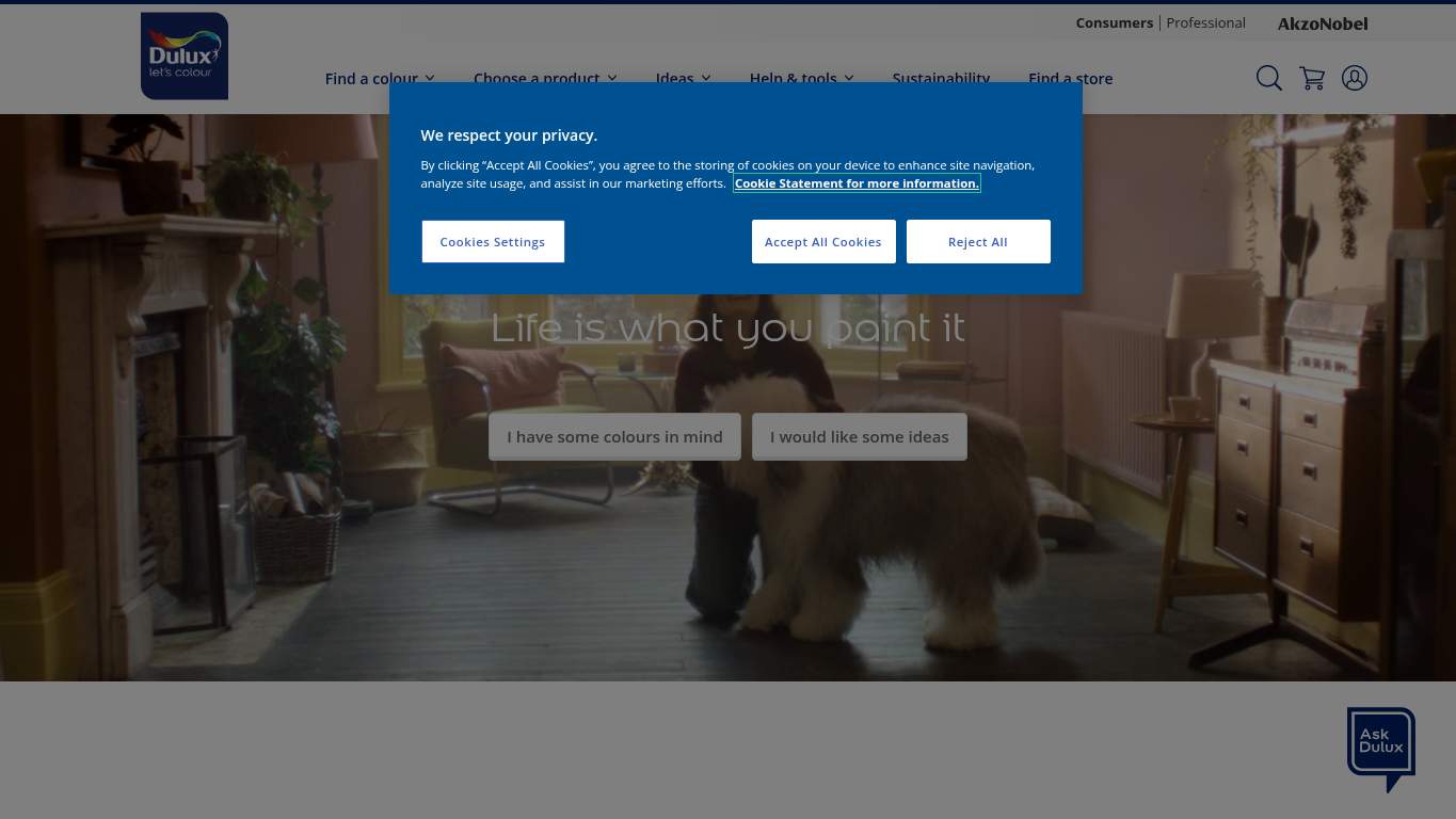 Screenshot of https://www.dulux.co.uk/ Screenshot of https://www.dulux.co.uk/