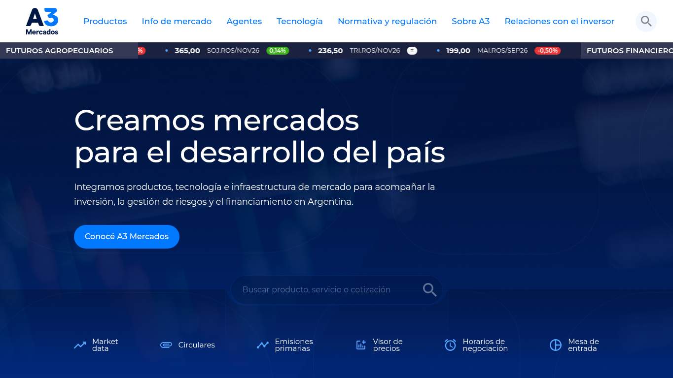 Screenshot of https://a3mercados.com.ar/ Screenshot of https://a3mercados.com.ar/