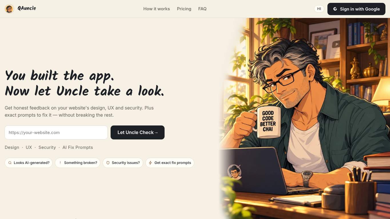 Screenshot of https://qauncle.com/ Screenshot of https://qauncle.com/