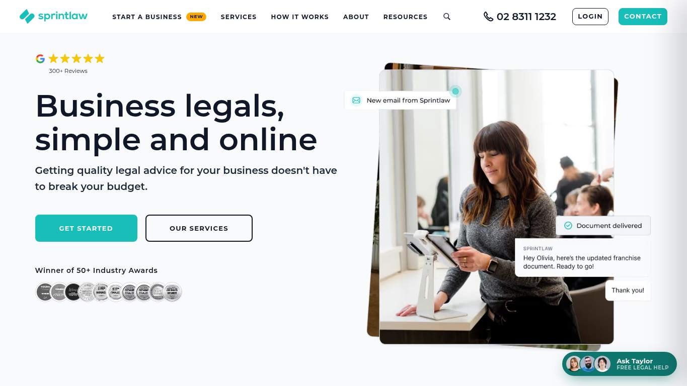 Screenshot of https://sprintlaw.com.au/ Screenshot of https://sprintlaw.com.au/